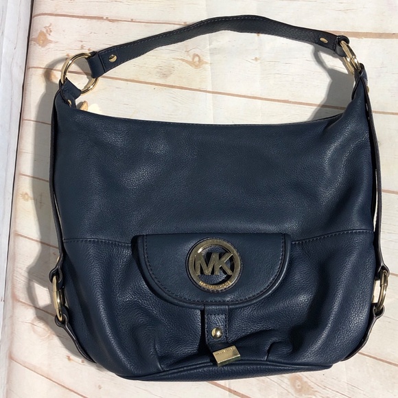Michael Kors Fulton Navy Leather Hobo - Picture 2 of 16